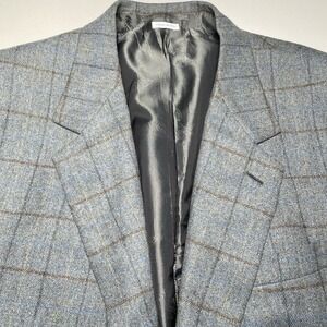 Brioni Augusto Sport Coat 44L Wool Cashmere 2B0V Gray Plaid Quiet Luxury Retro